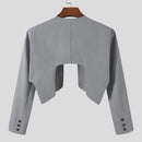 INCERUN Mens Blazer Simple Fashion Design Cut Off Suits Coats Solid Color Long Sleeve Blazer Casual Male Clothing Top