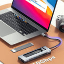 ESSAGER 8-in-1 Docking Station with Disk Storage USB 2.0 USB 3.2 Gen 2 10Gbps USB-C Data PD100W USB-C 4K@30Hz HD SD/TF Card Reader Slot Multiports M.2 SSD USB Hubs Splitter for Phone TV Tablet Laptop