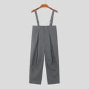 INCERUN Men Solid Color Casual Overalls with Pockets, Loose Fit Workwear Jumpsuit With Adjustable Straps