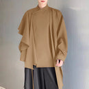 INCERUN Men Irregular Long Sleeve Shirts Fashion Solid Color Lapel Top for Men Spring Fall Large Size S-5XL