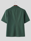 INCERUN Men Sets Short Sleeve Men Suit & Pant Mens Fashion Simple Solid Color Suits Two Pieces Outfits  Men's Casual Suits S-5XL