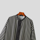 INCERUN 2 Piece Men's Striped Casual Outfit Set, Collar Button Up Top And Elastic Waist Wide Leg Trousers Set for Daily Wear Spring Fall Plus Size S-5xl