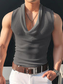 INCERUN Men Tank Knitted Transparent Top Sold Color Loose Neck Soft Tank Top Casual Daily Summer Vests Men Clothing S-5XL