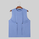 INCERUN Men's Clothing 2 Piece Set Knit Ribbed Round Neck Vest & Trousers Casual Solid Color Set for Daily Wear