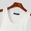 INCERUN Men Tank Top Fashion Simple Solid Color Jumpsuit Vest Male Tanks Sleeveless Summer Streetwear S-5XL