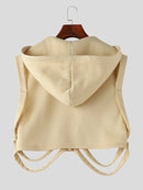 INCERUN Men Vests Skeleton Rib Deconstructed Design Hooded Sleeveless Streetwear Male Waistcoats Fashion Casual Vests Men S-5XL