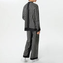 INCERUN 2 Piece Men's Striped Casual Outfit Set, Collar Button Up Top And Elastic Waist Wide Leg Trousers Set for Daily Wear Spring Fall Plus Size S-5xl