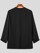 INCERUN Mens Casual Blazer Solid Collarless Casual Long Sleeve Business Blazer