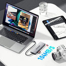 ESSAGER 8-in-1 Docking Station with Disk Storage USB 2.0 USB 3.2 Gen 2 10Gbps USB-C Data PD100W USB-C 4K@30Hz HD SD/TF Card Reader Slot Multiports M.2 SSD USB Hubs Splitter for Phone TV Tablet Laptop