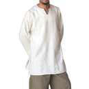 INCERUN Men Shirt Solid Color Long Sleeve Linen Shirts Mens Top V-neck Ethnic Casual Male Clothing