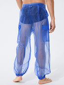 INCERUN Men Transparent Mesh Zipper Pants Nightclub Party Mens Pants Fashion Street Men's Bottoms