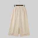 INCERUN Men Trendy Layered Skirt Pants Loose Fit Casual Comfortable Wide Leg Trousers with Side Pockets Plus Size