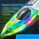HXJRC HJ819 2.4G 4CH RC Boat High Speed LED Light Speedboat Waterproof 15km/h Electric Racing Vehicles Models Lakes Pools Remote Control Toys
