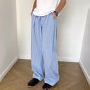 INCERUN Men Trendy Striped Drawstring Waist Casual Pants Daily Casual Home Elastic Waist Long Trousers for Men Large Size S-5XL