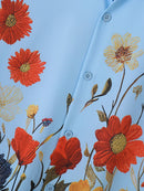 INCERUN Men Shirts Fashion Flower Print Shirt Mens Summer Streetwear Lapel Short Sleeve Top Daily Casual Shirts S-5XL