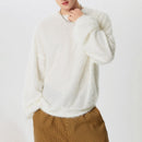 INCERUN Men's Solid Color Sweater Casual Comfy Oversized Faux Fur Long Sleeve Sweater Plus Size Crew Neck Pullover Sweater for Men Fall Winter