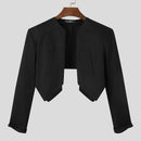 INCERUN Mens Blazer Simple Fashion Design Cut Off Suits Coats Solid Color Long Sleeve Blazer Casual Male Clothing Top