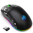 HXSJ T90 2.4G Triple Mode Wireless Mouse 800-3600DPI Adjustable RGB Backlight 750mAh Type-C Rechargeable Gamer Mouse