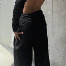 INCERUN Mens Deconstructed Twist Design Solid Color Pants Fashion Wide Leg Back Zipper Trousers Party Streatwear Large Size S-5XL