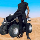 INCERUN Men Sets Muslimer Clothing Saudi Arabia Solid O-neck Sleeveless Kaftan Jubba Thobe & Pants 2PCS Islamic Men's Suits