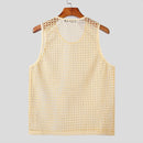 INCERUN Mens Beach Style Mesh Sleeveless Tank Comftable Fabric Tank Top for Men
