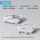 Hagibis MC60 MC60H USB-C Hub with M.2 SSD Enclosure for Mac Mini M4/M4 Pro Stand Type-C Docking Station SSD Case USB3.2 Gen2 SD4.0 TF4.0 4K HD