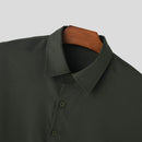 INCERUN Men Two Pieces Set Fashion Solid Color Short Shirt + Pants Summer Casual Daily Mens Clothing Set