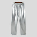INCERUN Men Shiny Pant with Pockets Party Nightclub Style Pantalons Men's Coated Shiny Elastic Trousers Fashion Personalized Male Long Pants S-5XL