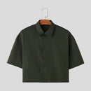 INCERUN Men Two Pieces Set Fashion Solid Color Short Shirt + Pants Summer Casual Daily Mens Clothing Set