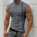 INCERUN Mens Casual Daily Print Vest Stretch Turtleneck Tank Top for Male