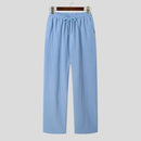 INCERUN Men Sets Summer Solid Color Casual Mens Two-piece Suits Lightweight Short Sleeved Shirt & Pant with Pockets