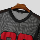 INCERUN Mens Digital Print Textured Long-Sleeve T-Shirt Fashion Mesh Fabric Matching Top Loose Fit Plus Size S-5XL