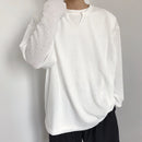 INCERUN Men Tshirt Comfy Loose Fit Long Sleeve T-Shirt Solid Color Notched Neck Knit Daily Casual T-Shirt