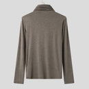 INCERUN Mens Draped Neck Ruffled Long Sleeve T-Shirt Comfortable Stretch Fabric Casual Tshirt for Male
