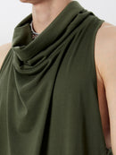 INCERUN Men's Solid Color Jumpsuits Stacked Collar Sleeveless Back Zipper Overalls