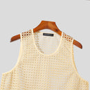 INCERUN Mens Beach Style Mesh Sleeveless Tank Comftable Fabric Tank Top for Men