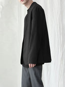 INCERUN Mens Casual Blazer Solid Collarless Casual Long Sleeve Business Blazer