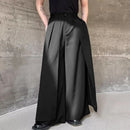 INCERUN Men Trendy Layered Skirt Pants Loose Fit Casual Comfortable Wide Leg Trousers with Side Pockets Plus Size