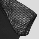 INCERUN Men T-Shirt Contrast Mesh Patchwork Crew Neck Short Sleeve Black T-shirt