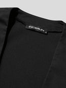 INCERUN Mens Casual Blazer Solid Collarless Casual Long Sleeve Business Blazer