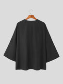 INCERUN Men Shirts Irregular Slant Buttoned Round Neck Top Shirt Long Sleeve Daily Shirts Casual Loose Men Clothing