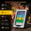 Dual Probe Large Colorful Touchscreen Food Meat Thermometer  Kitchen Cooking BBQ Thermometer High Temperature Alarm Fahrenheit or Celsius Preset Temperature With Stand