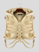 INCERUN Men Vests Skeleton Rib Deconstructed Design Hooded Sleeveless Streetwear Male Waistcoats Fashion Casual Vests Men S-5XL