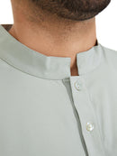 INCERUN Men Robes Long Sleeve Solid Color Long Tops Stand Collar Button Long Shirt with Side Pocket Casual Daily Male Robes