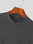 INCERUN Men Solid Color Short Sleeve T-Shirt Round Neck Loose Fit Men's Tee Summer Casual Daily Mens Top