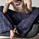 INCERUN Men Plaid Pants Comfortable Elastic Waist Pockets Trousers Casial Loose Fit Wide Leg Home Pant for Big Men Daily Large Size S-5XL