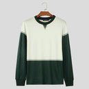 INCERUN Mens Color Block Long-Sleeve Pullover Hoodie Casual Comfortable Crew Neck Top for Male S-5XL