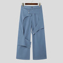 INCERUN Men Deconstructed Design Pants Fashion Comfortable Fabrics Wide Leg Trouser Plus Size