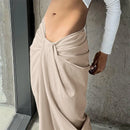 INCERUN Mens Deconstructed Twist Design Solid Color Pants Fashion Wide Leg Back Zipper Trousers Party Streatwear Large Size S-5XL