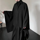 INCERUN Men's Casual Black Shirt, Button Up Long Sleeve Shirt, Chic Retro Lapel Loose Batwing Sleeve Shirt for Men